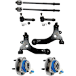 8-Piece Kit Front, Driver and Passenger Side, Lower Control Arm Kit, Includes (2) Control Arm, (4) Tie Rod End, and (2) Wheel Hub