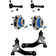 6-Piece Kit Front, Driver and Passenger Side, Lower Control Arm Kit, Includes (2) Control Arm, (2) Tie Rod End, and (2) Wheel Hub