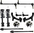 12-Piece Kit Front, Driver and Passenger Side, Lower Control Arm Kit, Includes (2) Control Arm, (2) Loaded Strut, (2) Sway Bar Link, (4) Tie Rod End, and (2) Wheel Hub