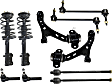 10-Piece Kit Front, Driver and Passenger Side, Lower Control Arm Kit, Includes (2) Control Arm, (2) Loaded Strut, (2) Sway Bar Link, and (4) Tie Rod End