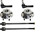 2-Wheel Set Front, Driver and Passenger Side Wheel Hub, 5 Lugs, With Bearing,, 4.0L, 6Cyl, Includes (4) Tie Rod End and (2) Wheel Hub