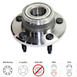 2-Wheel Set Front, Driver and Passenger Side Wheel Hub, 5 Lugs, With Bearing,, 4.0L, 6Cyl, Includes (2) Tie Rod End and (2) Wheel Hub