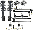 12-Piece Kit Front, Driver and Passenger Side Suspension Includes Ball Joint, Loaded Strut, Sway Bar Link, Tie Rod End, and Wheel Hub