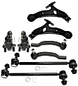 8-Piece Kit Front, Driver and Passenger Side, Lower Control Arm Kit, Includes (2) Ball Joint, (2) Control Arm, (2) Sway Bar Link, and (2) Tie Rod End