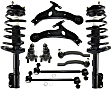 10-Piece Kit Front, Driver and Passenger Side, Lower Control Arm Kit, Includes (2) Ball Joint, (2) Control Arm, (2) Loaded Strut, (2) Sway Bar Link, and (2) Tie Rod End