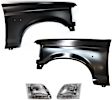 4-Piece Kit, Front, Driver and Passenger Side Fender, Old Body Style, Includes (2) Fender and (2) Headlight