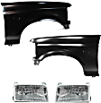 1996 Ford F-250 - 4-Piece Kit Front, Driver and Passenger Side Fender, CAPA Certified Includes (2) Fender and (2) Headlight