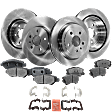 4-Wheel Set Front and Rear Brake Disc and Pad Kit, Plain Surface 5 Lugs Front-321.06 mm/Rear-314.96 mm Ceramic Pro-Line Series, Includes (2) Brake Pad Set and (4) Brake Disc