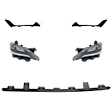 5-Piece Kit Driver and Passenger Side Halogen Headlight, With bulb(s), For Models With Adaptive Cruise Control, OE Replacement, Includes (3) Bumper Trim and (2) Headlight
