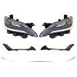 5-Piece Kit Driver and Passenger Side Halogen Headlight, With bulb(s), OE Replacement, Includes (3) Bumper Trim and (2) Headlight
