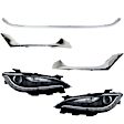 5-Piece Kit Driver and Passenger Side HID/Xenon Headlight, With bulb(s), For Models With Type 1 Bumper Cover, OE Replacement, Includes (3) Bumper Trim and (2) Headlight