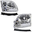 2002 Ford F-150 - 4-Piece Kit Driver and Passenger Side Halogen Headlight, With bulb(s), 2001-2004 Style, OE Replacement,  Includes (2) Bumper Trim and (2) Headlight