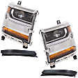 4-Piece Kit, Driver and Passenger Side HID/Xenon Headlight, Without bulb(s), OE Replacement, Includes (2) Bumper Trim and (2) Headlight