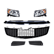 6-Piece Kit Driver and Passenger Side Halogen Headlight, Includes (1) Bumper Grille, (2) Fog Light Cover, (1) Grille and (2) Headlight