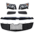 6-Piece Kit Driver and Passenger Side Halogen Headlight, Includes (1) Bumper Grille, (2) Fog Light Cover, (1) Grille and (2) Headlight