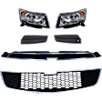 2012-2014 Chevrolet Cruze - 6-Piece Kit Driver and Passenger Side Halogen Headlight, Sedan, Includes (1) Bumper Grille, (2) Fog Light Cover, (1) Grille and (2) Headlight