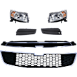 6-Piece Kit Driver and Passenger Side Halogen Headlight, Includes (1) Bumper Grille, (2) Fog Light Cover, (1) Grille and (2) Headlight, CAPA Certified