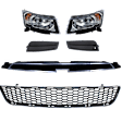6-Piece Kit Driver and Passenger Side Halogen Headlight, Includes (1) Bumper Grille, (2) Fog Light Cover, (1) Grille and (2) Headlight