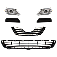 6-Piece Kit Driver and Passenger Side Halogen Headlight, Without bulb(s), Includes (1) Bumper Grille, (2) Fog Light Cover, (1) Grille Assembly, and (2) Headlight