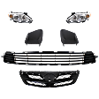 6-Piece Kit Driver and Passenger Side Halogen Headlight, North America Built Vehicle, Includes (1) Bumper Grille, (2) Fog Light Cover, (1) Grille Assembly, and (2) Headlight
