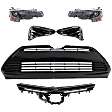 6-Piece Kit Driver and Passenger Side LED Headlight, Includes (1) Bumper Grille, (1) Grille Assembly, (2) Headlight, and (2) Fog Light Cover