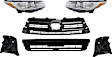 6-Piece Kit Driver and Passenger Side Halogen Headlight, For Models Without Around View Monitor, Includes (1) Bumper Grille, (2) Fog Light Cover, (1) Grille Assembly, and (2) Headlight