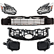 6-Piece Kit Driver and Passenger Side Halogen Headlight, Without bulb(s), Without Pre-Collision System, Includes (1) Bumper Grille, (2) Fog Light Cover, (1) Grille Assembly, and (2) Headlight
