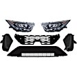 6-Piece Kit Driver and Passenger Side LED Headlight, Includes (1) Bumper Grille, (2) Fog Light Cover, (1) Grille Assembly, and (2) Headlight