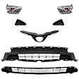7-Piece Kit Driver and Passenger Side LED Headlight, Includes (2) Bumper Grille, (2) Fog Light Cover, (1) Grille Assembly, and (2) Headlight