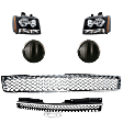 6-Piece Kit Driver and Passenger Side Halogen Headlight, Includes (1) Bumper Grille, (2) Fog Light Cover, (1) Grille and (2) Headlight