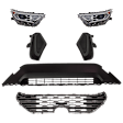 6-Piece Kit Driver and Passenger Side Halogen Headlight, Without bulb(s), Includes (1) Bumper Grille, (2) Fog Light Cover, (1) Grille and (2) Headlight