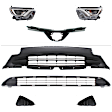 7-Piece Kit Driver and Passenger Side Halogen Headlight, Includes (2) Bumper Grille, (2) Fog Light Cover, (1) Grille Assembly, and (2) Headlight, CAPA Certified