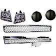6-Piece Kit, Upper Grille Polished, Includes (1) Bumper Grille, (2) Fog Light Cover, (1) Grille Assembly, and (2) Headlight
