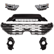 6-Piece Kit Driver and Passenger Side Halogen Headlight, Without bulb(s), Includes (1) Bumper Grille, (2) Fog Light Cover, (1) Grille and (2) Headlight