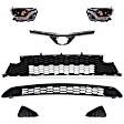 7-Piece Kit Driver and Passenger Side Halogen Headlight, With bulb(s), OE Replacement, Includes (2) Bumper Grille, (2) Fog Light Cover, (1) Grille Assembly and (2) Headlight