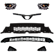 7-Piece Kit Driver and Passenger Side Halogen Headlight, Includes (2) Bumper Grille, (2) Fog Light Cover, (1) Grille Assembly, and (2) Headlight