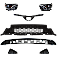7-Piece Kit Driver and Passenger Side Halogen Headlight, Includes (2) Bumper Grille, (2) Fog Light Cover, (1) Grille Assembly, and (2) Headlight