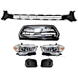 6-Piece Kit Driver and Passenger Side Halogen Headlight, Includes (1) Bumper Grille, (2) Fog Light Cover, (1) Grille and (2) Headlight, CAPA Certified