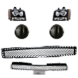 6-Piece Kit Driver and Passenger Side Halogen Headlight, Includes (1) Bumper Grille, (2) Fog Light Cover, (1) Grille and (2) Headlight