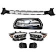 6-Piece Kit Driver and Passenger Side Halogen Headlight, Includes (1) Bumper Grille, (2) Fog Light Cover, (1) Grille and (2) Headlight, CAPA Certified