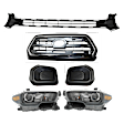 6-Piece Kit Driver and Passenger Side Halogen Headlight, Includes (1) Bumper Grille, (2) Fog Light Cover, (1) Grille and (2) Headlight, CAPA Certified