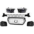 6-Piece Kit Driver and Passenger Side Halogen Headlight, With bulb(s), Includes (1) Bumper Grille, (2) Fog Light Cover, (1) Grille and (2) Headlight