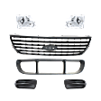 6-Piece Kit, Grille Gray, Includes (1) Bumper Grille, (2) Fog Light Cover, (1) Grille Assembly, and (2) Headlight