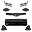 8-Piece Kit Driver and Passenger Side Halogen Headlight, Sedan, Includes (3) Bumper Grille, (2) Fog Light Cover, (1) Grille and (2) Headlight