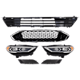 6-Piece Kit Driver and Passenger Side LED Headlight, Without Auto High Beam and Control Module, Includes (1) Bumper Grille, (2) Fog Light Cover, (1) Grille and (2) Headlight