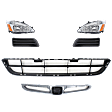 2006-2007 Honda Accord - 6-Piece Kit Driver and Passenger Side Halogen Headlight, Sedan, Primed Grille, Includes (1) Bumper Grille, (2) Fog Light Cover, (1) Grille Assembly, and (2) Headlight