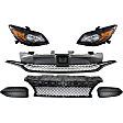 6-Piece Kit, Grille Textured Black, Coupe, Includes (1) Bumper Grille, (2) Fog Light Cover, (1) Grille Assembly, and (2) Headlight