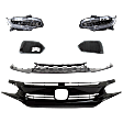 6-Piece Kit Driver and Passenger Side LED Headlight, Includes (1) Bumper Grille, (2) Fog Light Cover, (1) Grille Assembly, and (2) Headlight