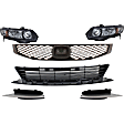 6-Piece Kit Driver and Passenger Side Halogen Headlight, Without bulb(s), Coupe, Includes (1) Bumper Grille, (2) Fog Light Cover, (1) Grille Assembly, and (2) Headlight
