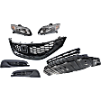 6-Piece Kit Driver and Passenger Side Halogen Headlight, Includes (1) Bumper Grille, (2) Fog Light Cover, (1) Grille and (2) Headlight
